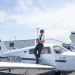 pilot on training plane