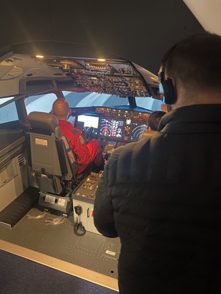 cadets in flight simulator